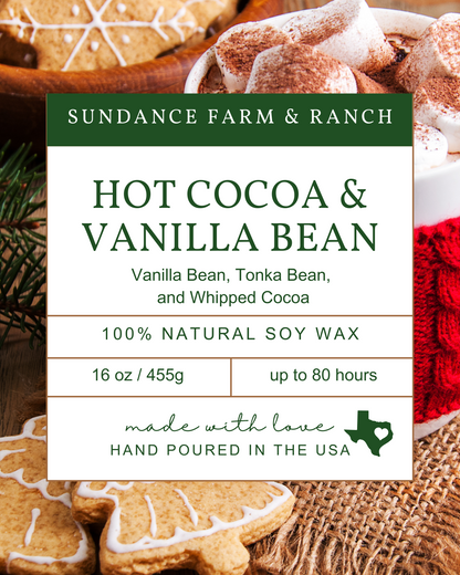 Hot Cocoa & Vanilla Bean Candle - 16oz